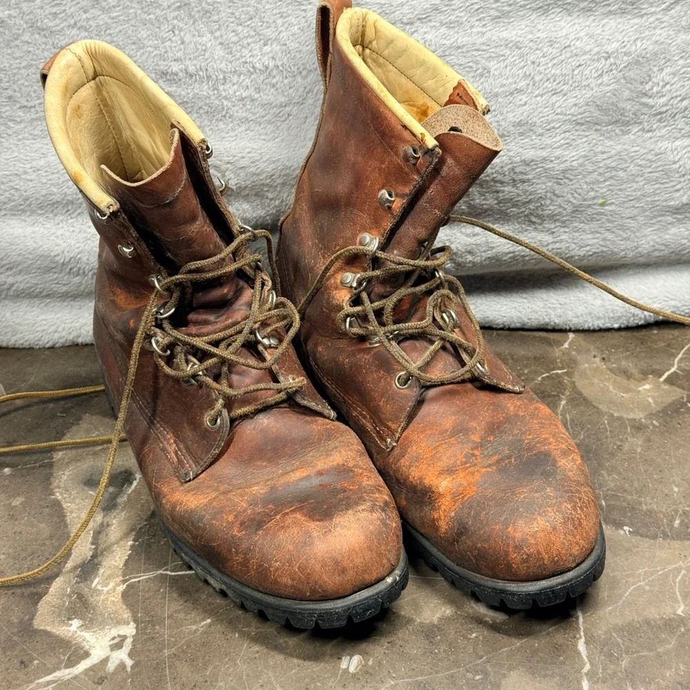 Vintage 70's Red Wing Irish Setter Boots Mens Brown Leather Vintage Vibram Sole